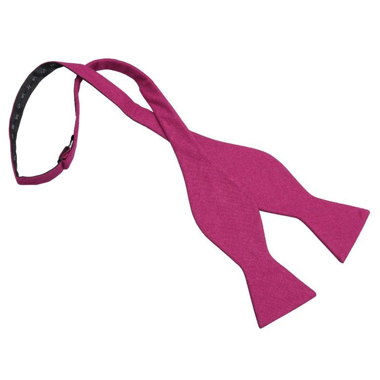 Dark Fuchsia Hopsack Linen Thistle Self Tie Bow Tie