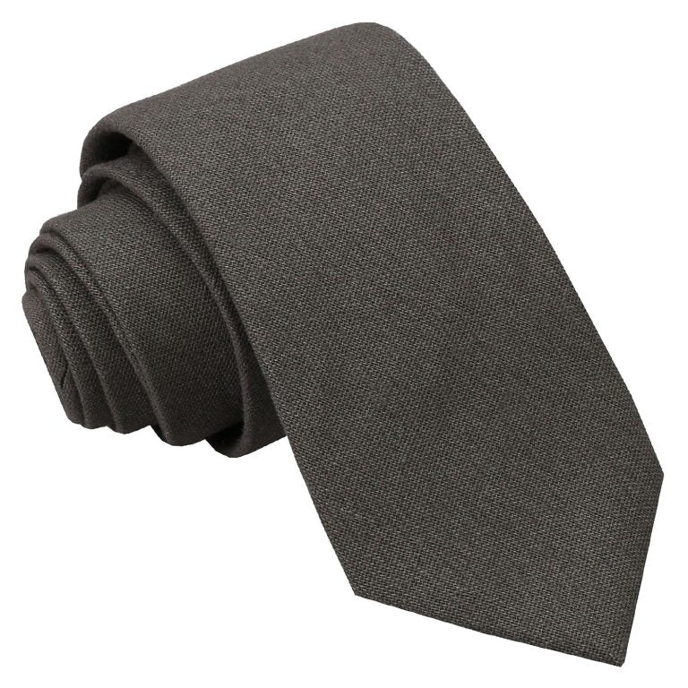 Dark Olive Hopsack Linen Slim Tie