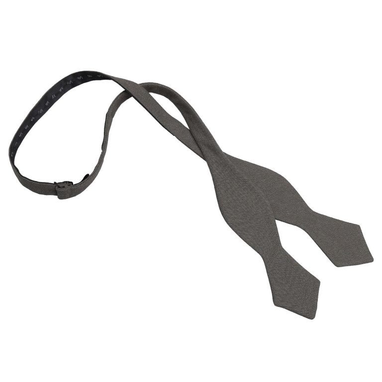 Dark Olive Hopsack Linen Pointed Self Tie Bow Tie