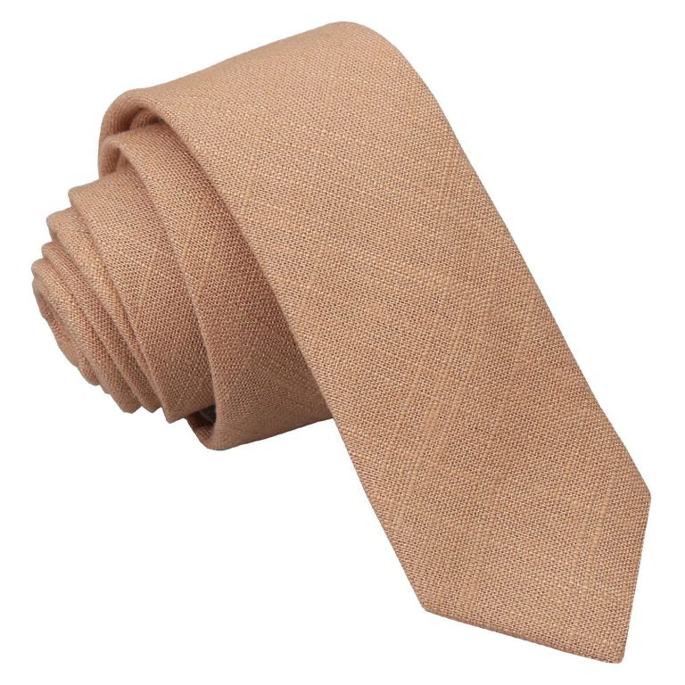 Gold Hopsack Linen Skinny Tie