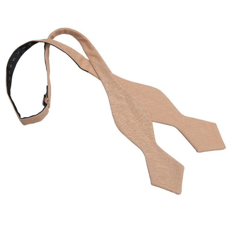 Hopsack Linen Pointed Self Tie Bow Tie - Dark Olive - Well Dapper