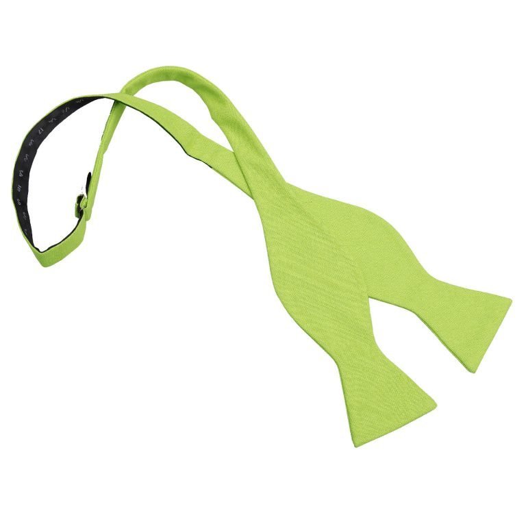 Lime Green Hopsack Linen Thistle Self Tie Bow Tie