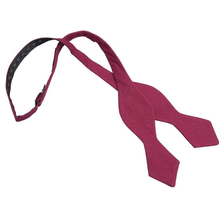 Plum Hopsack Linen Pointed Self Tie Bow Tie