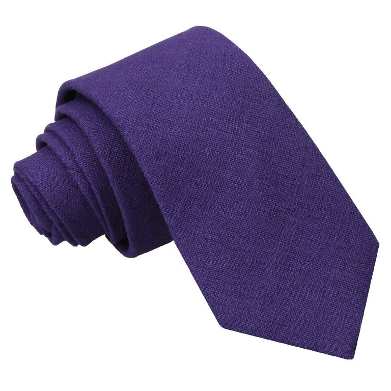 Purple Hopsack Linen Slim Tie