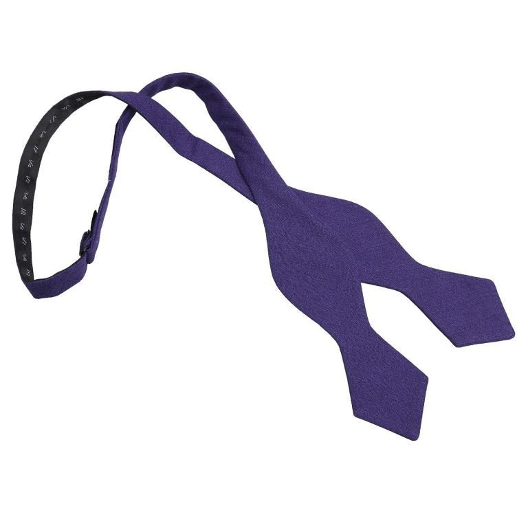 Purple Hopsack Linen Pointed Self Tie Bow Tie