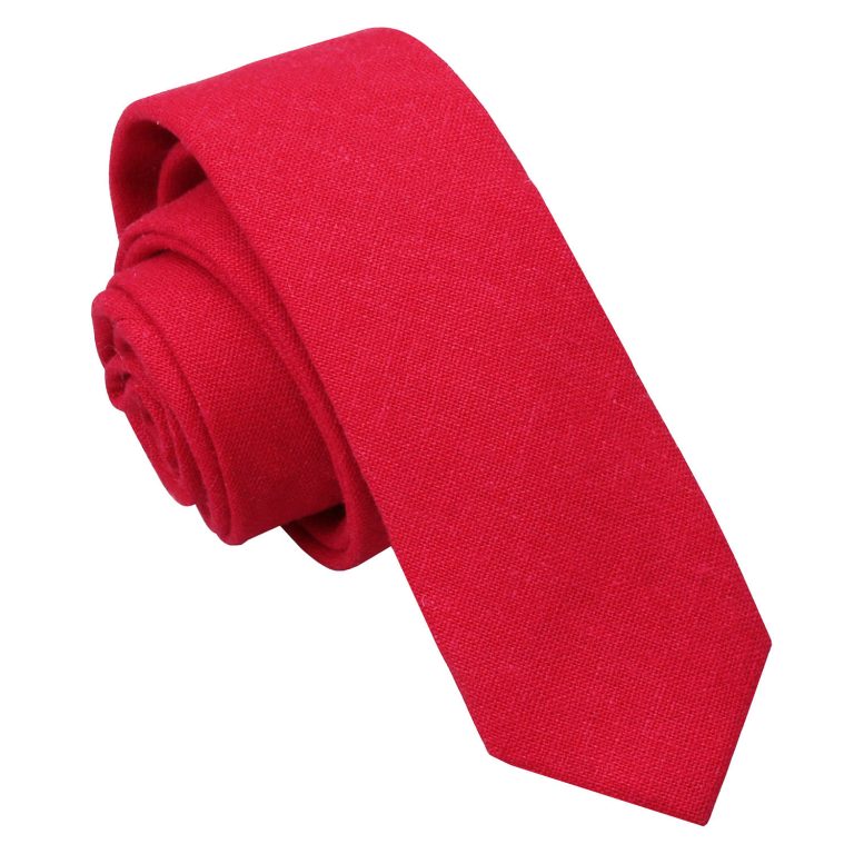 Red Hopsack Linen Skinny Tie