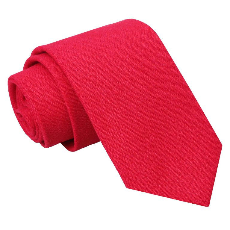 Hopsack Linen Slim Tie - Carnation Pink - Well Dapper