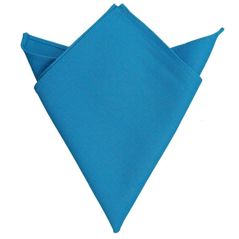 Turquoise Blue Hopsack Linen Pocket Square