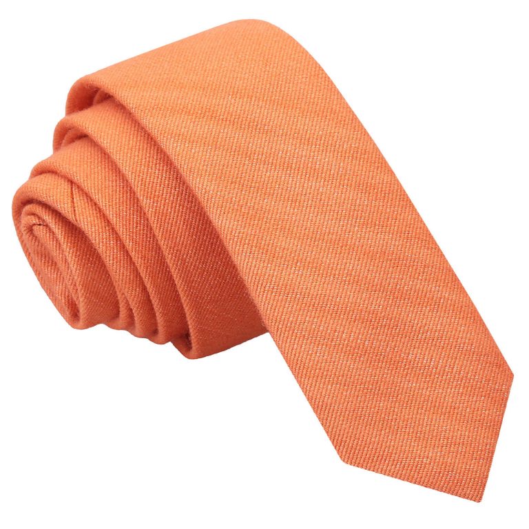 Light Orange Ottoman Wool Skinny Tie