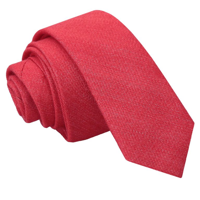 Watermelon Red Ottoman Wool Skinny Tie