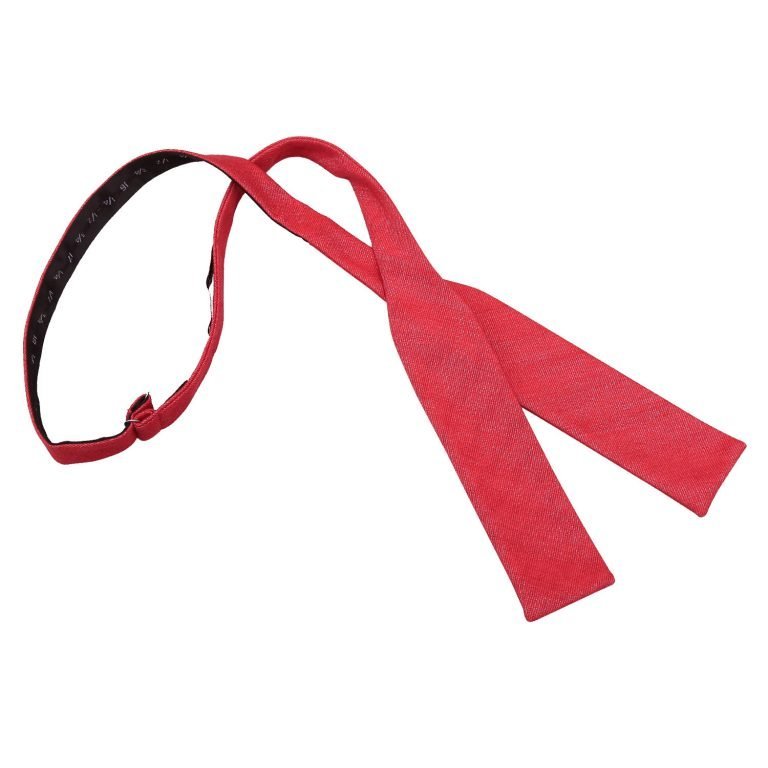 Red Hopsack Linen Thistle Self Tie Bow Tie