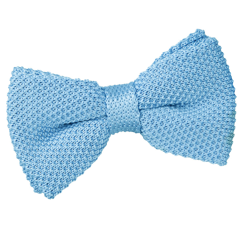 Baby Blue Plain Knitted Pre Tied Bow Tie