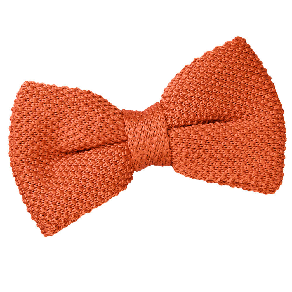 Burnt Orange Plain Knitted Pre Tied Bow Tie