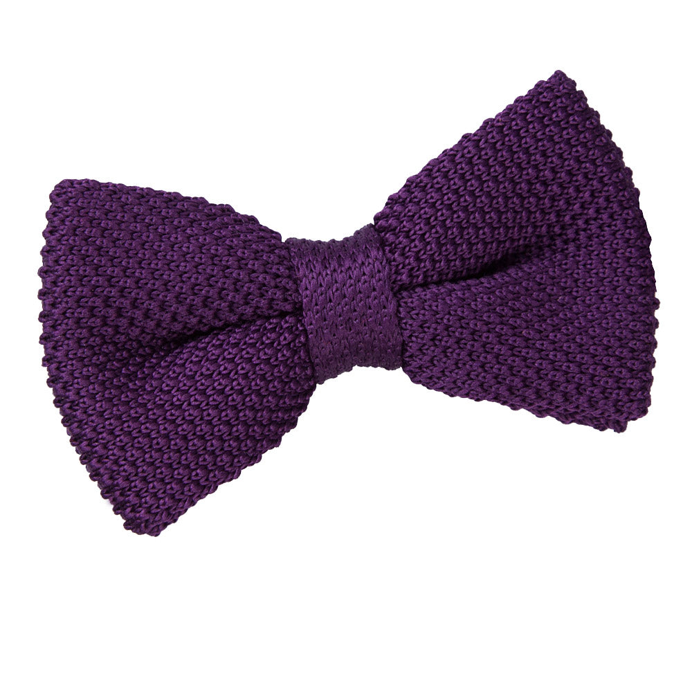 Plain Knitted Pre-Tied Bow Tie - Burgundy - Well Dapper