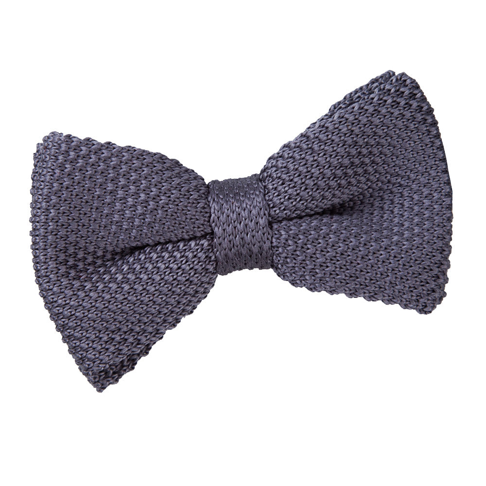 Charcoal Plain Knitted Pre Tied Bow Tie