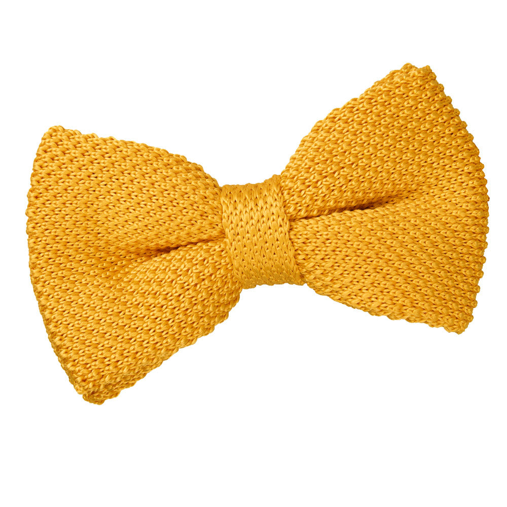 Marigold Yellow Plain Knitted Pre Tied Bow Tie