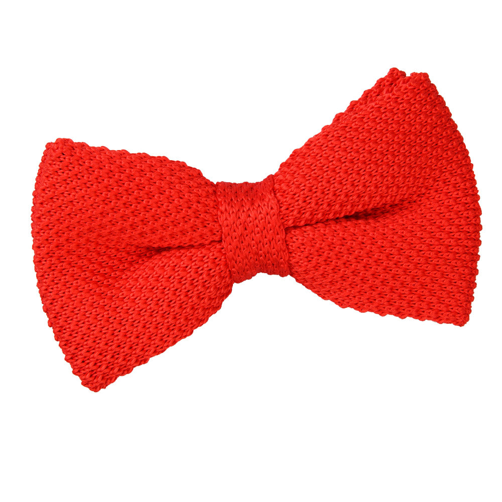 Plain Knitted Pre-Tied Bow Tie - Crimson Red - Well Dapper