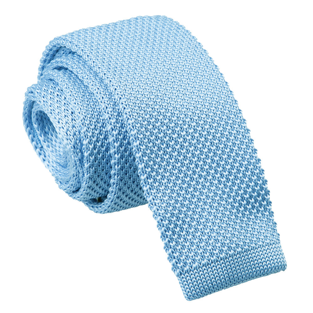 Baby Blue Plain Knitted Skinny Tie