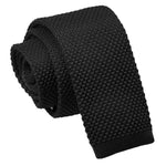 Black Plain Knitted Skinny Tie