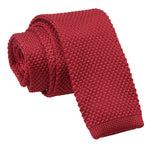 Burgundy Plain Knitted Skinny Tie