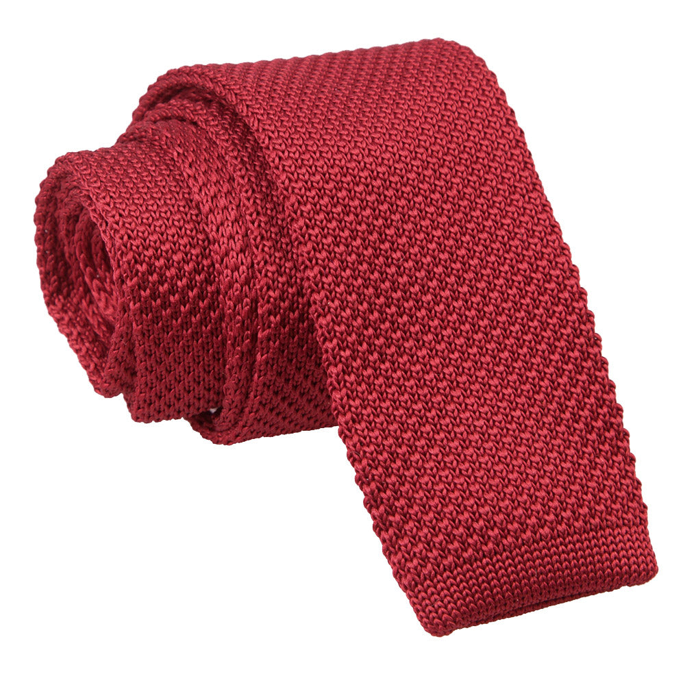 Plain Knitted Skinny Tie - Tangerine - Well Dapper