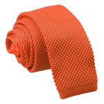 Plain Knitted Skinny Tie - Tangerine - Well Dapper
