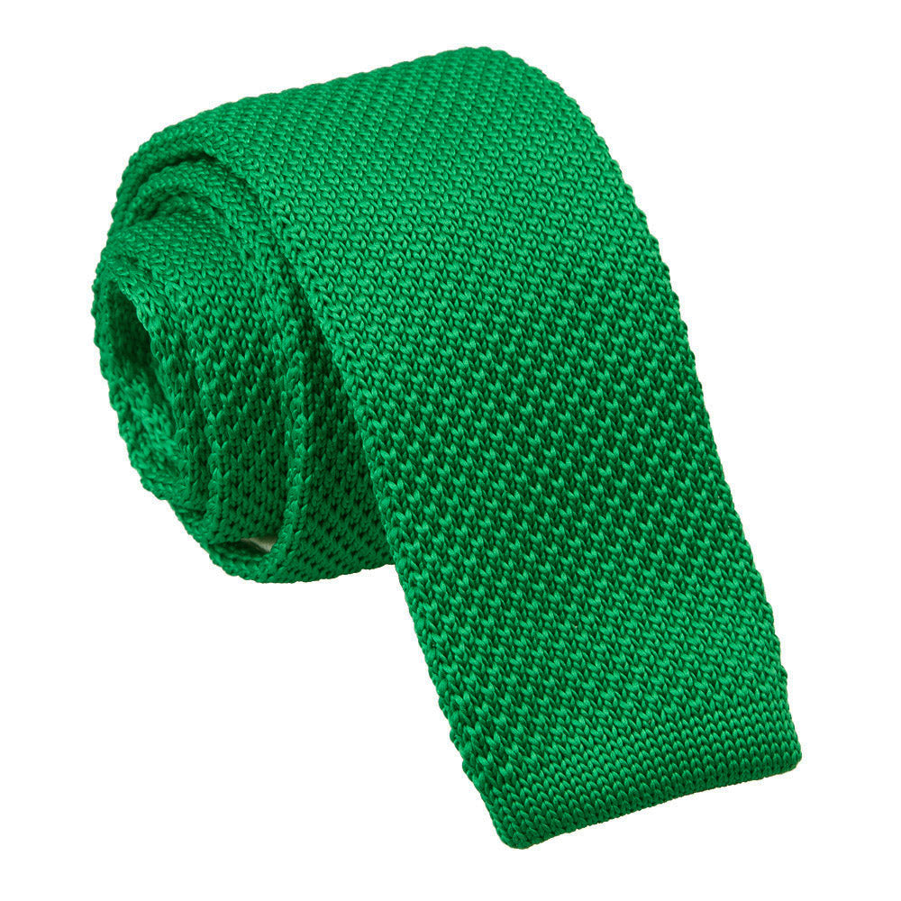 Forest Green Plain Knitted Skinny Tie