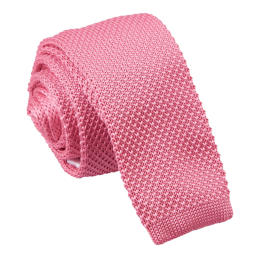 Strawberry Pink Plain Knitted Skinny Tie