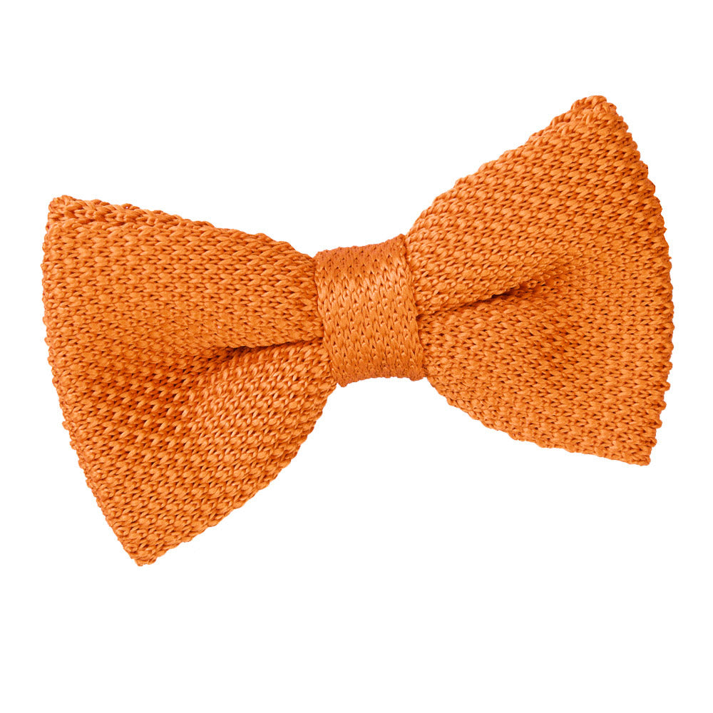 Tangerine Plain Knitted Pre Tied Bow Tie