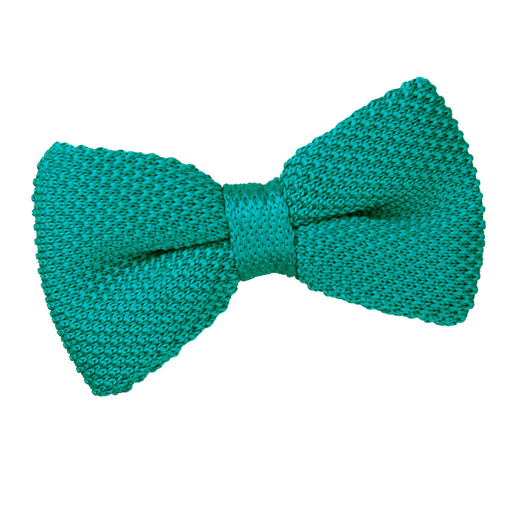 Teal Plain Knitted Pre Tied Bow Tie