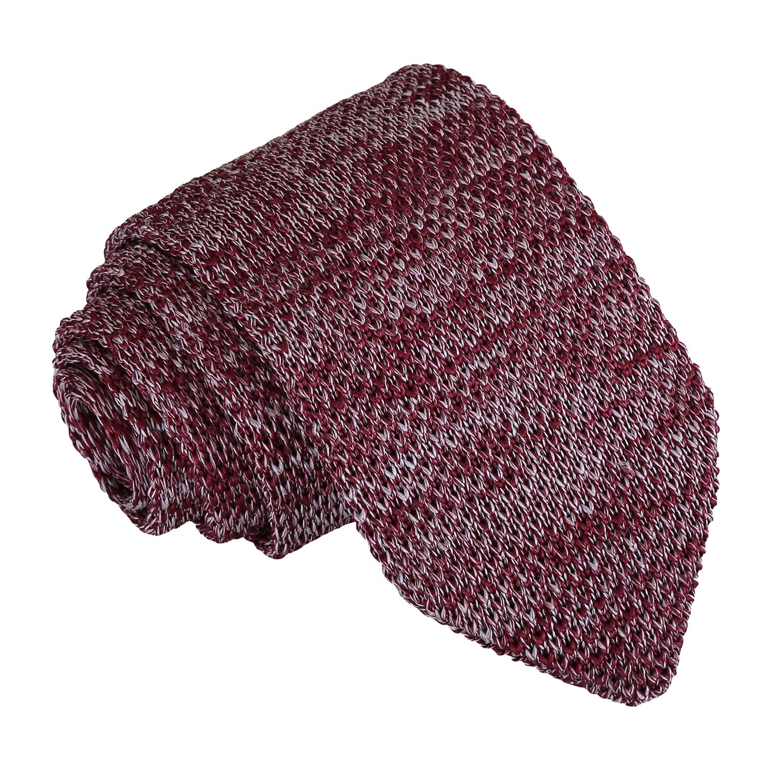 Burgundy Melange Plain Speckled Knitted Slim Tie