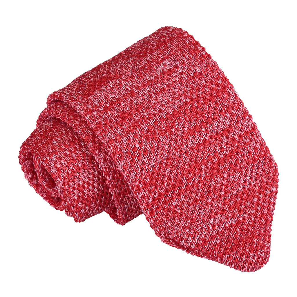 Red Melange Plain Speckled Knitted Slim Tie