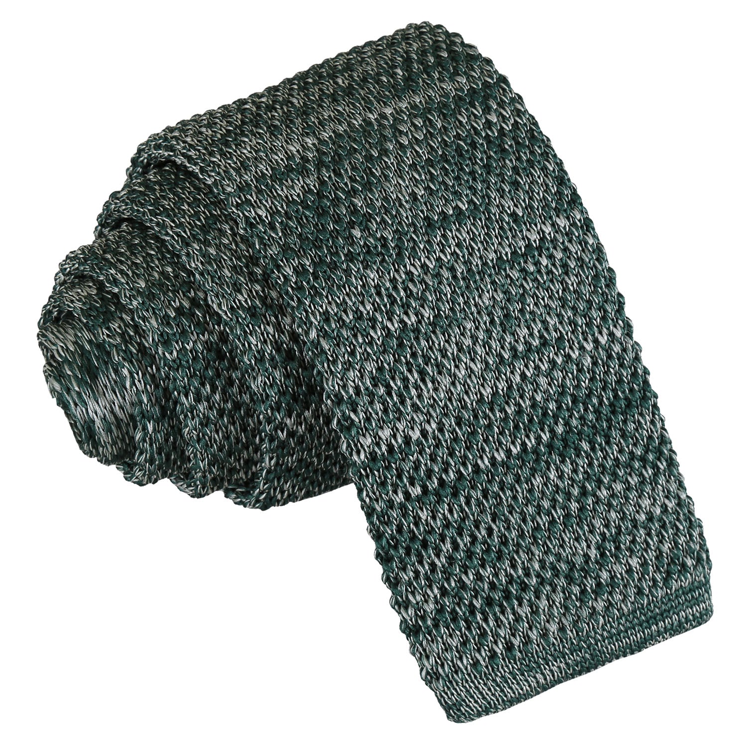 Teal Melange Plain Speckled Knitted Skinny Tie