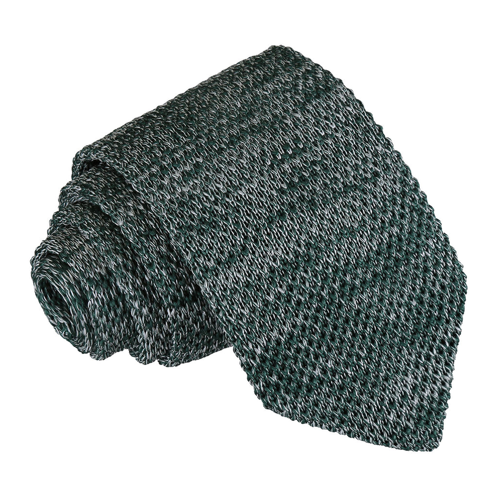 Teal Melange Plain Speckled Knitted Slim Tie