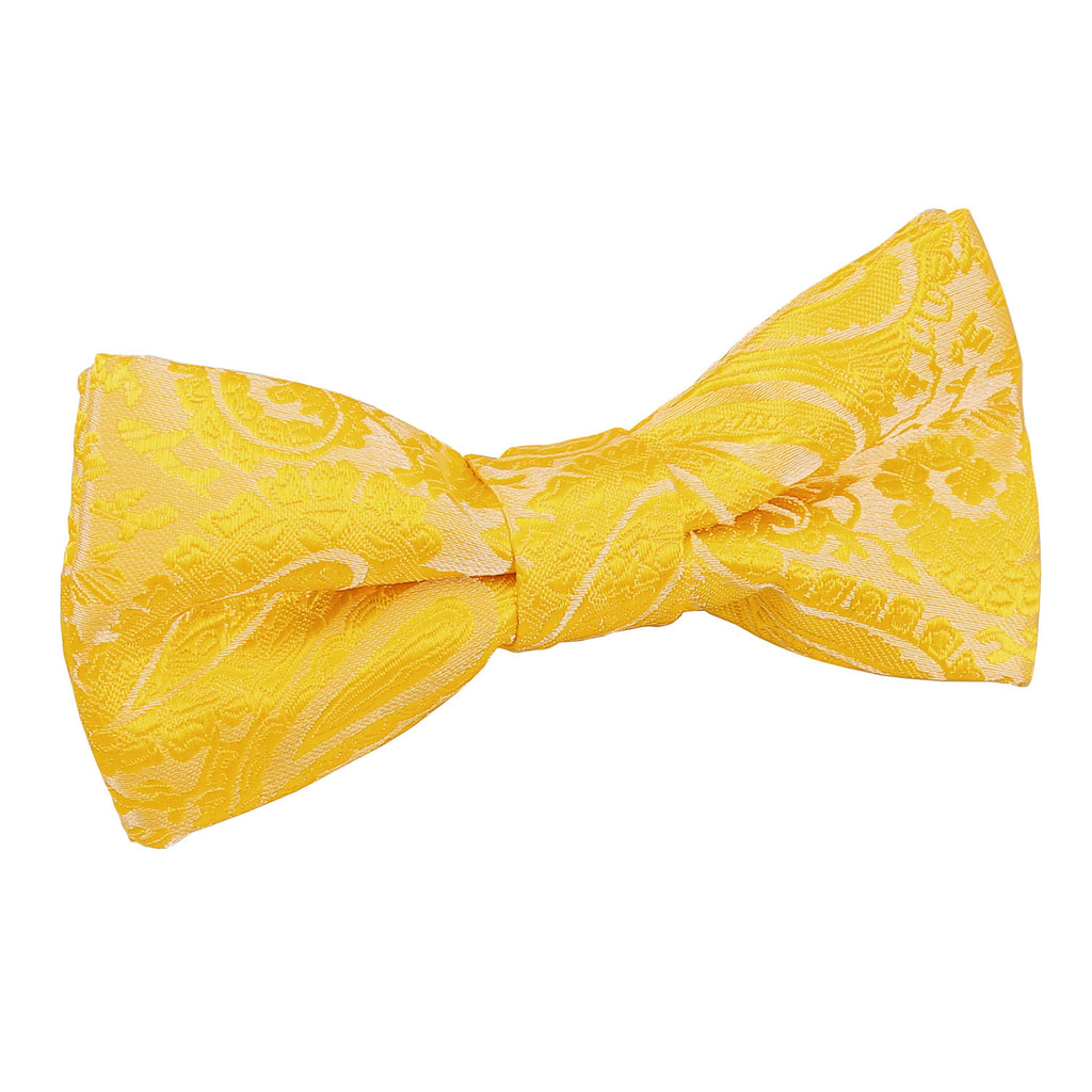 Boys Gold Paisley Pre Tied Bow Tie