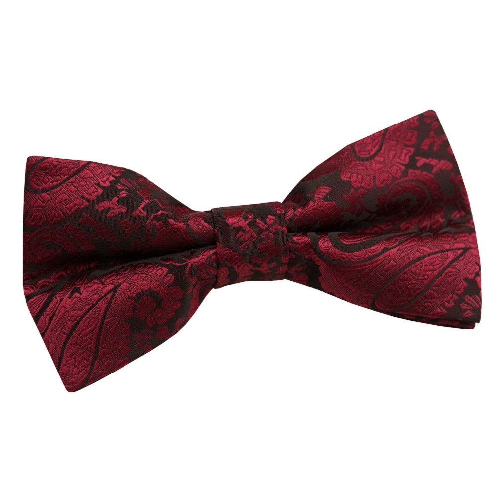 Burgundy Paisley Pre Tied Bow Tie