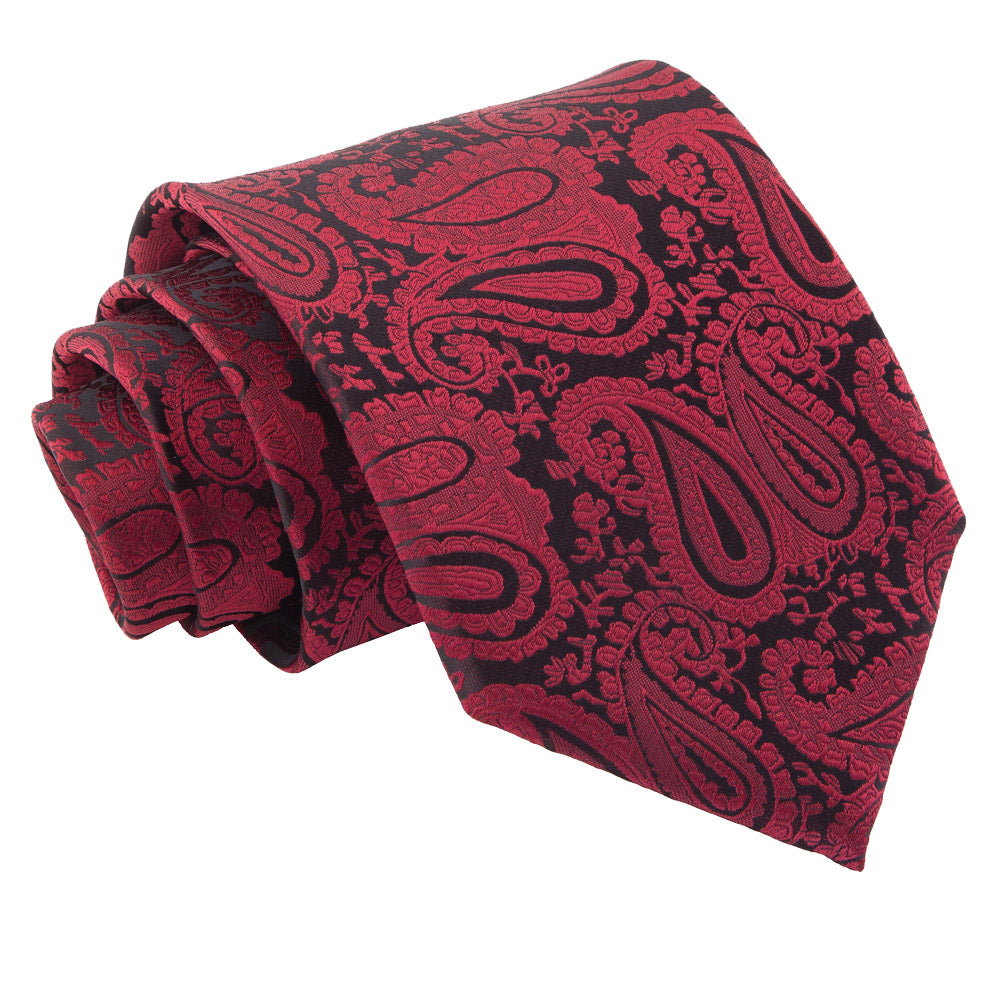 Paisley Classic Tie - Black and Red - Well Dapper