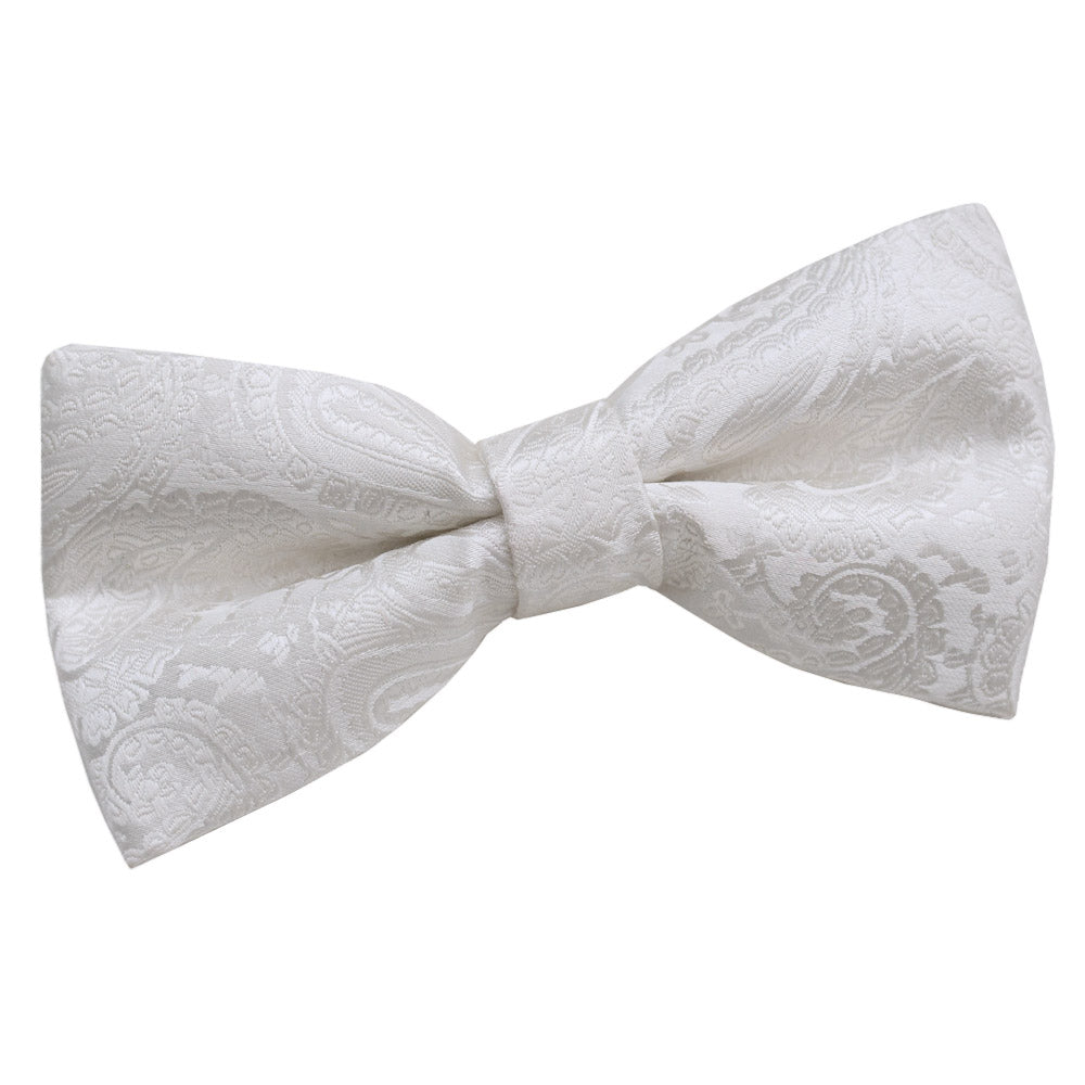 Paisley Pre-Tied Bow Tie - Silver - Well Dapper