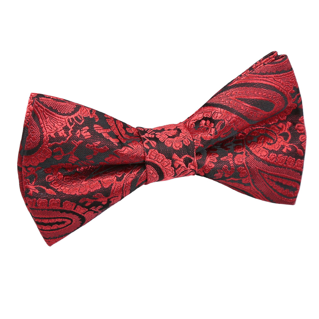 Black and Red Paisley Pre Tied Bow Tie