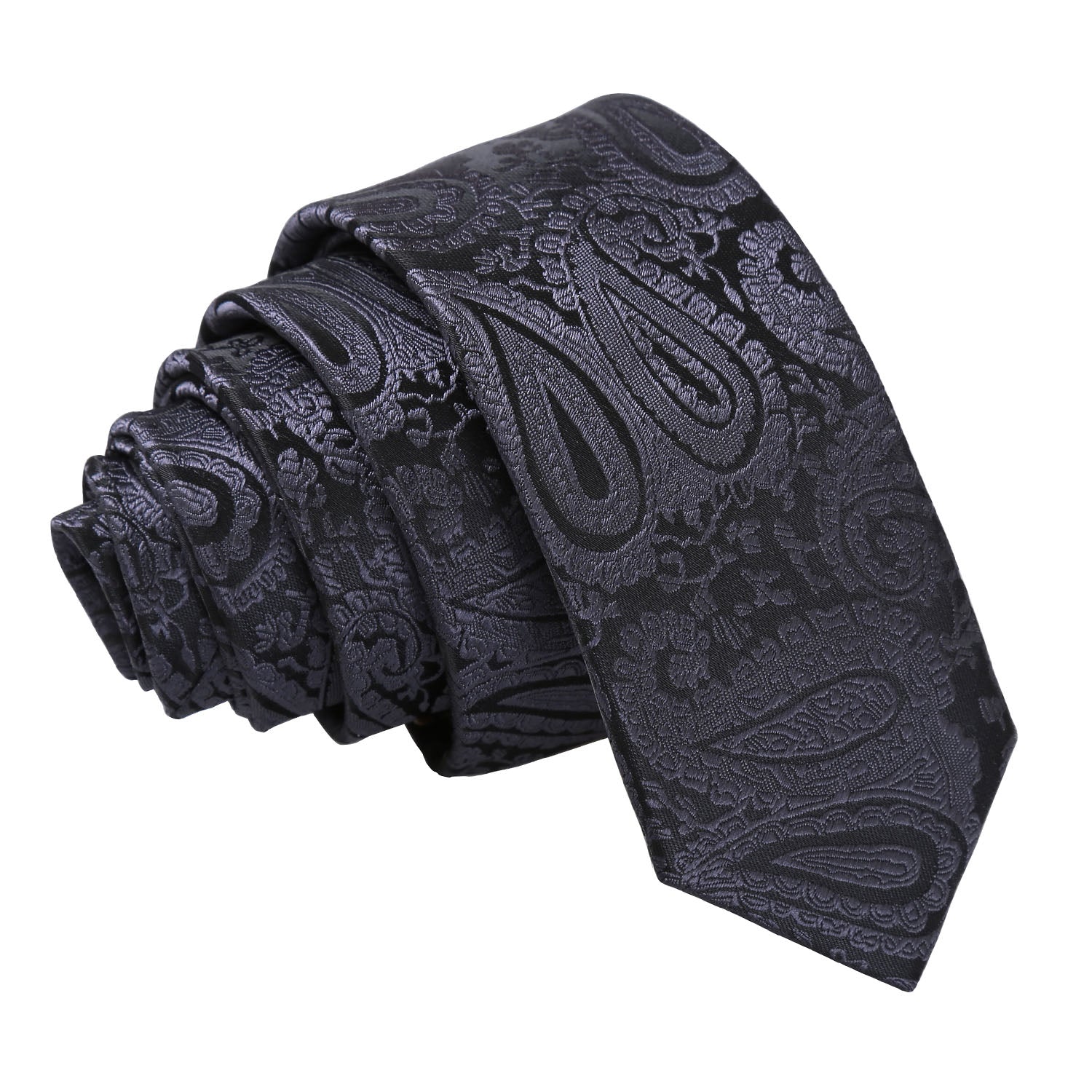 Paisley Skinny Tie - Navy Blue - Well Dapper