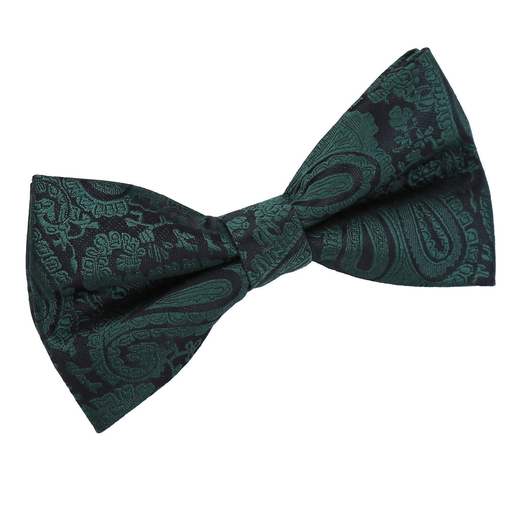 Emerald Green Paisley Pre Tied Bow Tie