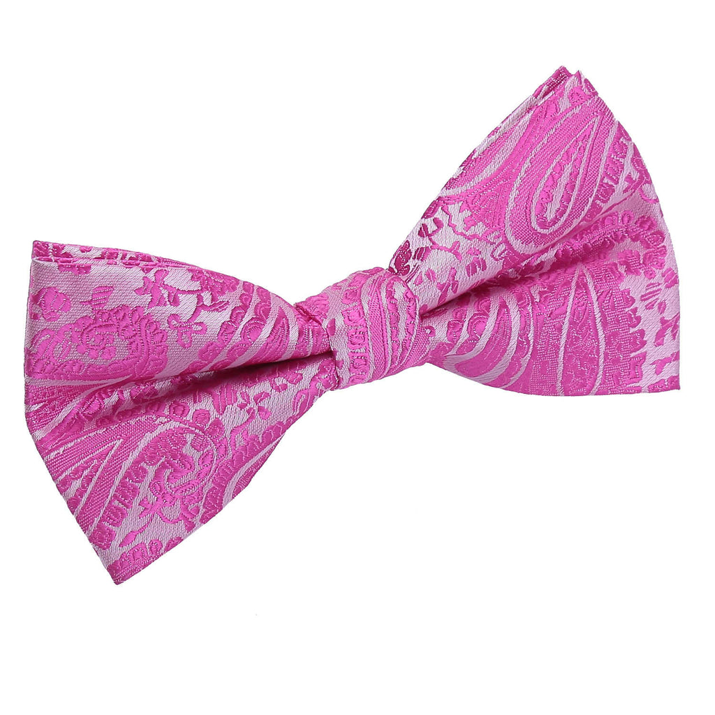 Fuchsia Pink Paisley Pre Tied Bow Tie