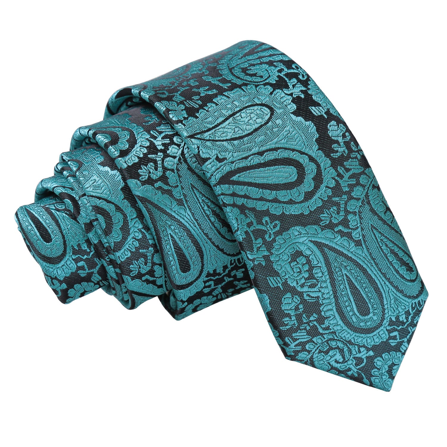 Paisley Skinny Tie - Turquoise - Well Dapper