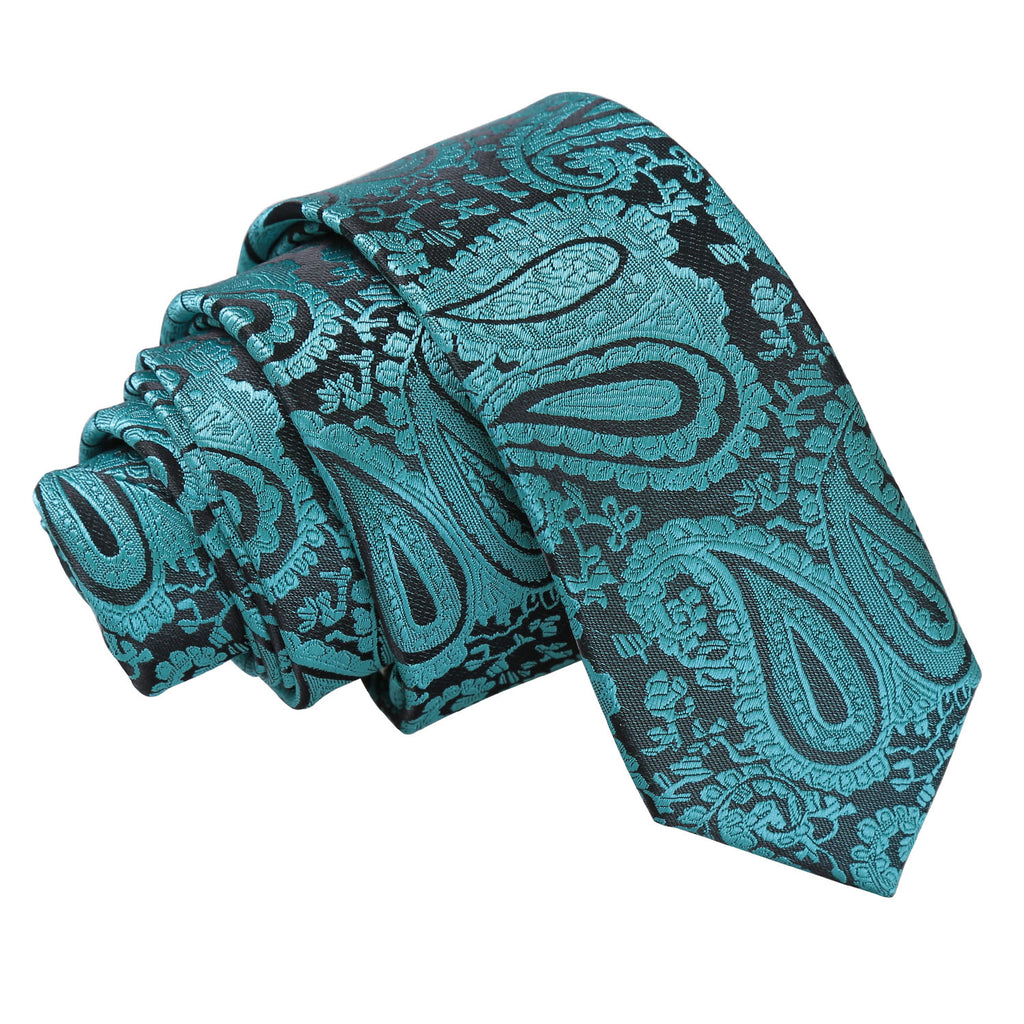 Teal Paisley Skinny Tie