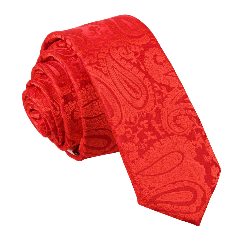 Paisley Skinny Tie - Fuchsia Pink - Well Dapper