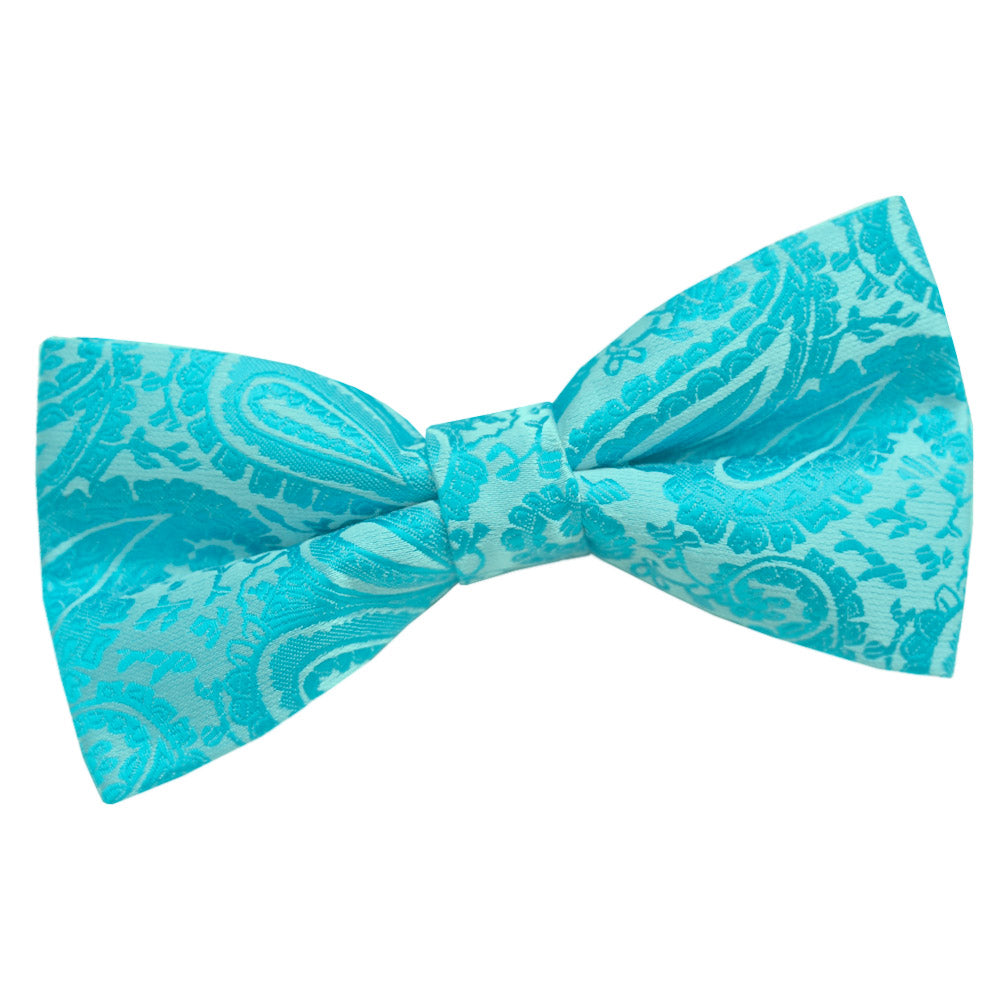 Turquoise Paisley Pre Tied Bow Tie