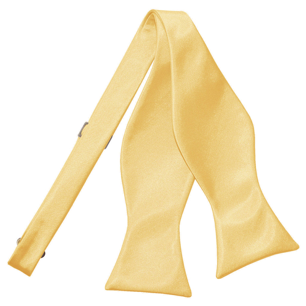 Pale Yellow Plain Satin Self Tie Bow Tie