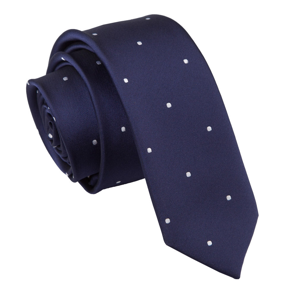 Navy Blue Pin Dot Skinny Tie