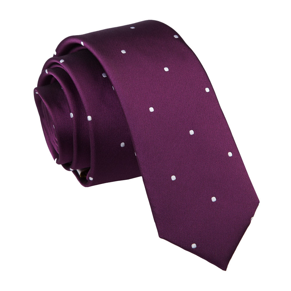 Pin Dot Skinny Tie - Dark Red - Well Dapper