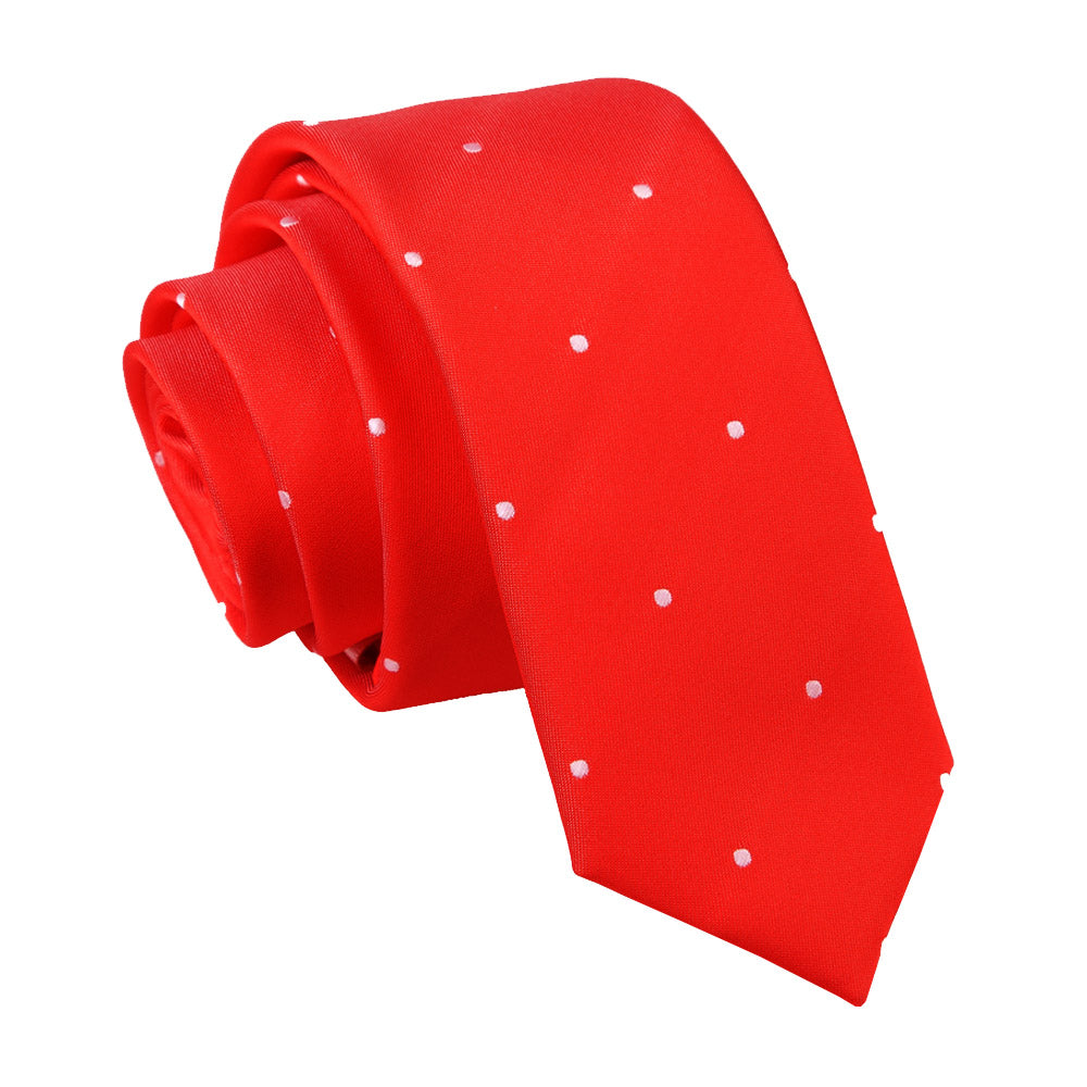 Pin Dot Skinny Tie - Dark Red - Well Dapper